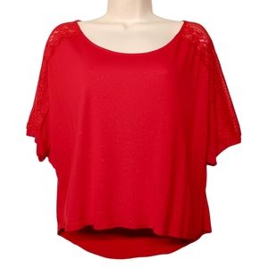 DREAM OUT LOUD SELENA GOMEZ Shimmer Red Lace Stretchy Top X-Large (Junior)